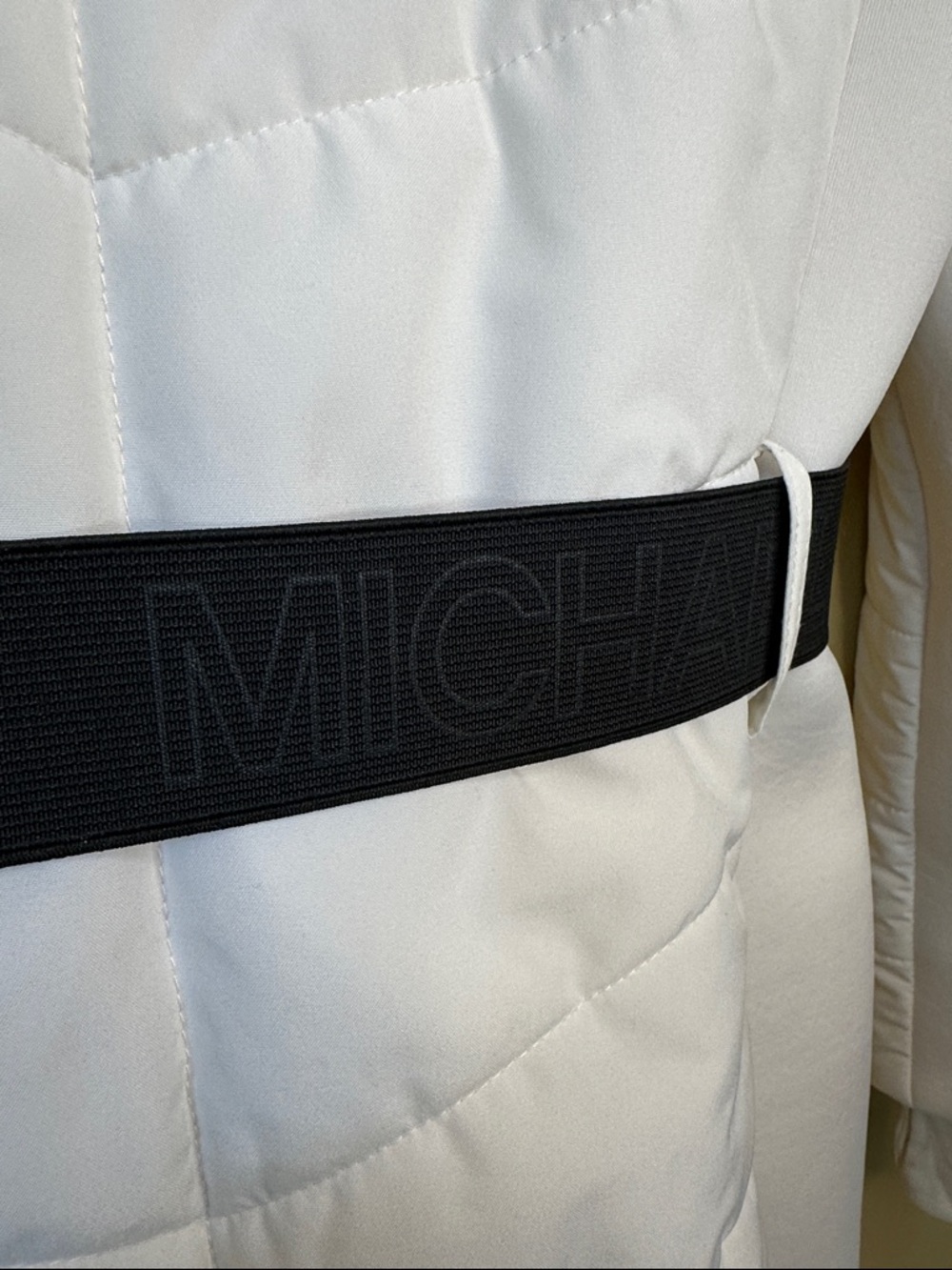 Michael Kors White Quilted Belted Puffer Jacket with Black Trim Size P/S - Picture 5 of 12
